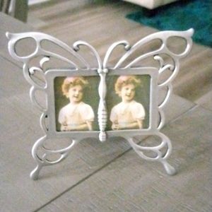 Pewter Butterfly double photo frame